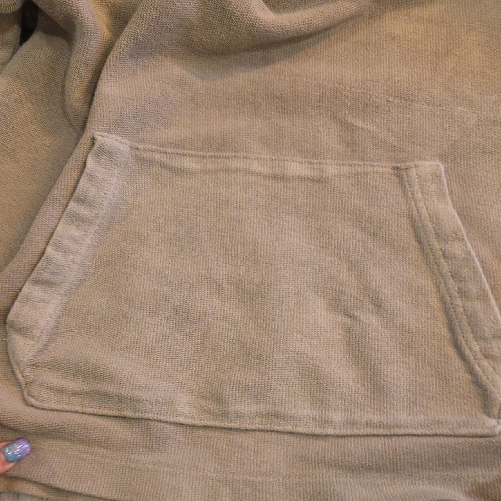 Light Beige Hooded Sweatshirt with Drawstrings and Relaxed Fit - Picture 4 of 6
